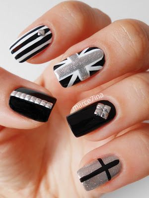 Черные рисунки на ногтях