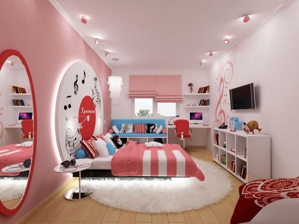 Дизайн детской комнаты в розовом цвете