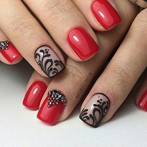 Красно-черный дизайн ногтей