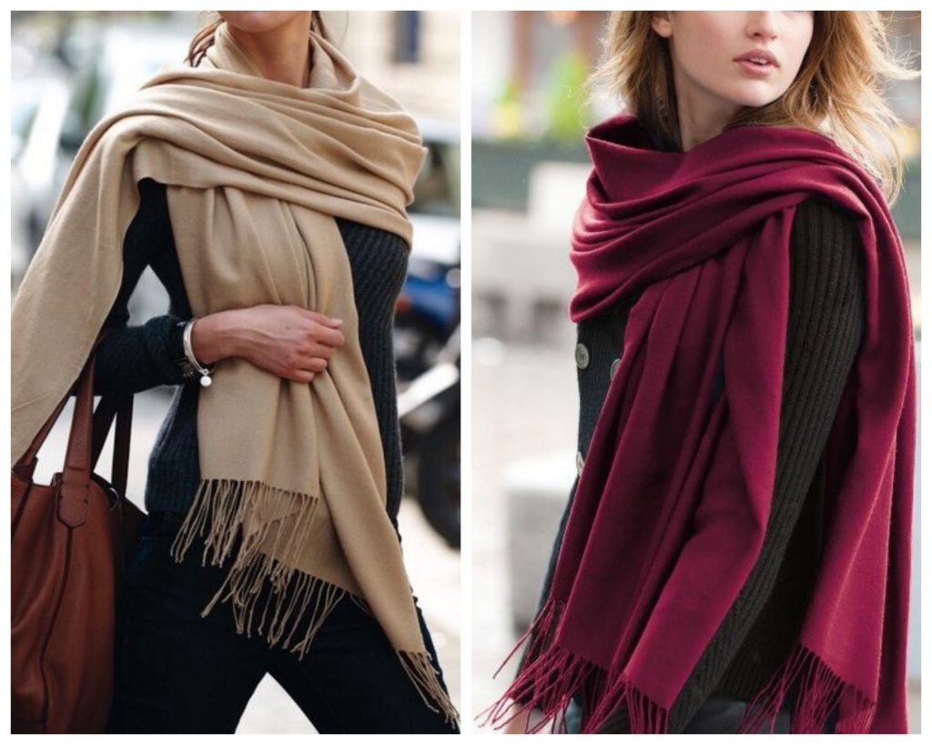 Как одевать шарф на пальто